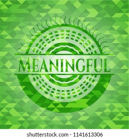 Meaningful realistic green emblem. Mosaic background