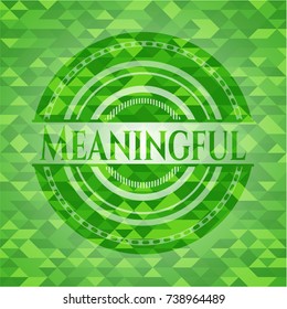Meaningful realistic green emblem. Mosaic background