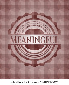 Meaningful red seamless emblem or badge with abstract geometric polygonal pattern background.