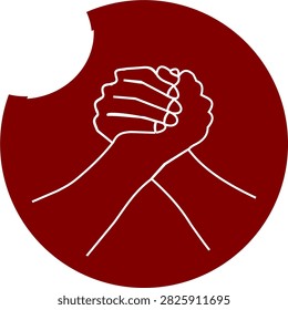 A meaningful vector handshake emblem logo rendered in line art inside a solid circular shape. Represents partnership, agreement, unity, teamwork, trust, and business collaboration. Perfectly suited for consulting agencies, community organizations, support groups, legal services, joint ventures, non-profits, and modern cooperative enterprises.