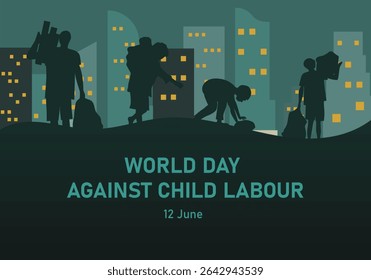 A meaningful Vector illustration representing World Day Against Child Labour, showcasing the resilience of children against exploitation.