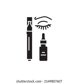 Means for eyelashes and eyebrows color line icon. Cosmetic product. Pictogram for web page, mobile app, promo.