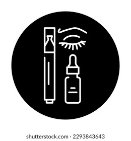 Means for eyelashes and eyebrows color line icon. Cosmetic product. Pictogram for web page, mobile app, promo.