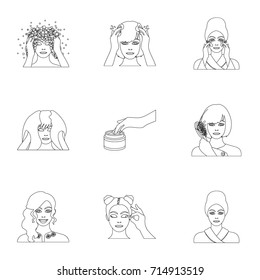 Means, hygiene, cosmetology and other web icon in outline style.Hairdresser, cosmetic, salon icons in set collection.
