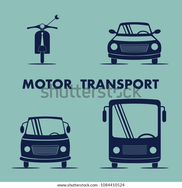 Means of motor\
transport vector icons\
set