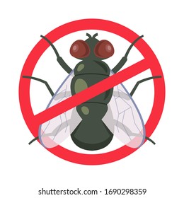 a means of protection against house flies. crossed out symbol. flat vector illustration