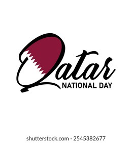 اليوم الوطني القطري Significa Día Nacional De Qatar. 18 de diciembre Tipografía de la bandera de Vector