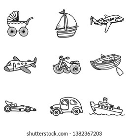 Means Of Transport Icon set vector