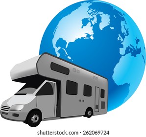 means of transport for the tourist camp camper caravan