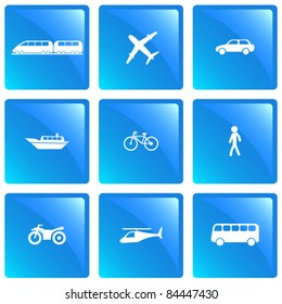 Means of transportation icon set. Vector illustration.