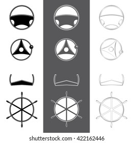Means of Transportation  - Steer Wheels Control Wheels - Graphic Silhouette Style