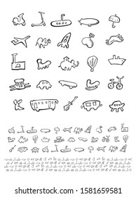 Means of travelling icon set