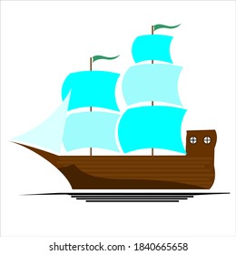 a means of water transportation, suitable for introducing children to the types of water transportation. sailing ship logo, transportation ship. engine boats, wind power ships