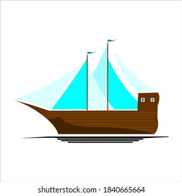 a means of water transportation, suitable for introducing children to the types of water transportation. sailing ship logo, transportation ship. engine boats, wind power ships