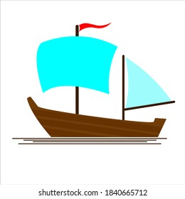 a means of water transportation, suitable for introducing children to the types of water transportation. sailing ship logo, transportation ship. engine boats, wind power ships