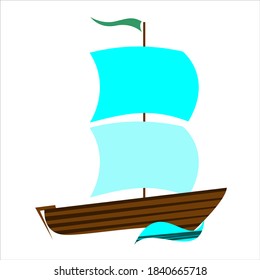 a means of water transportation, suitable for introducing children to the types of water transportation. sailing ship logo, transportation ship. engine boats, wind power ships