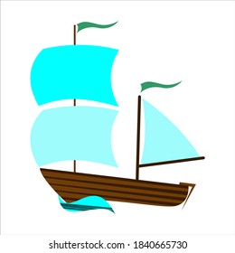 a means of water transportation, suitable for introducing children to the types of water transportation. sailing ship logo, transportation ship. engine boats, wind power ships