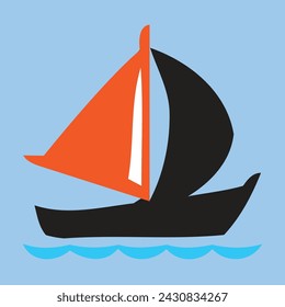 a means of water transportation, suitable for introducing children to the types of water transportation. sailing ship logo, transportation ship. engine boats, wind power ships