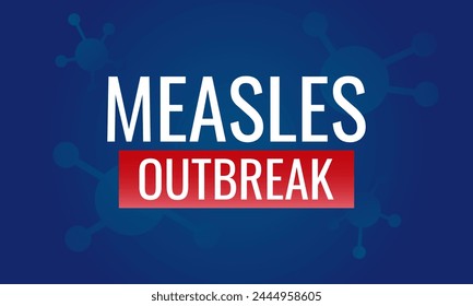 Measles outbreak. Vector typography with virus symbol and text. News headline.