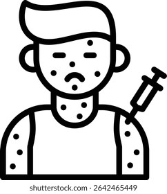 ícone de vacina contra sarampo projeto ilustração com esboço, isso não é feito de qualquer geração de IA