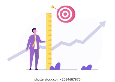 Conceito de meta comercial mensurável. Ilustração vetorial.