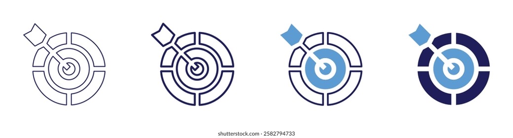 Measurable goal icon in 4 different styles. Thin Line, Line, Bold Line, Duotone. Duotone style. Editable stroke.