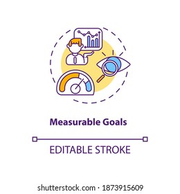 Measurable goals concept icon. Communication life targets. Smart goals definition. Teamwork improvement idea thin line illustration. Vector isolated outline RGB color drawing. Editable stroke