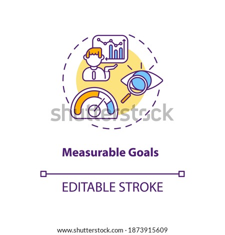 Measurable goals concept icon. Communication life targets. Smart goals definition. Teamwork improvement idea thin line illustration. Vector isolated outline RGB color drawing. Editable stroke