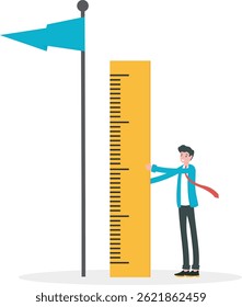 measure and analyze the level of success. see opportunities. strategies and plans to succeed and achieve targets. achievement and popularity level. illustration concept design. graphic elements