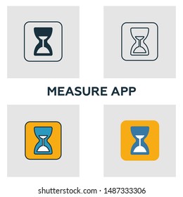Measure App icon set. Four elements in diferent styles from visual device icons collection. Creative measure app icons filled, outline, colored and flat symbols.