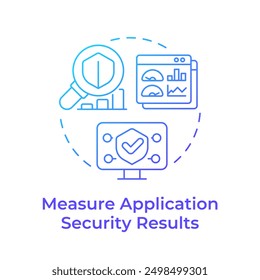 Measure application security results blue gradient concept icon. Risk assessment, statistics. Round shape line illustration. Abstract idea. Graphic design. Easy to use in infographic, presentation