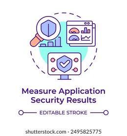 Measure application security results multi color concept icon. Risk assessment, statistics. Round shape line illustration. Abstract idea. Graphic design. Easy to use in infographic, presentation