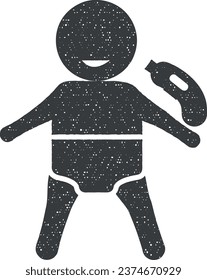measure baby temperature icon vector illustration in stamp style