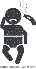 measure baby temperature icon vector illustration in stamp style