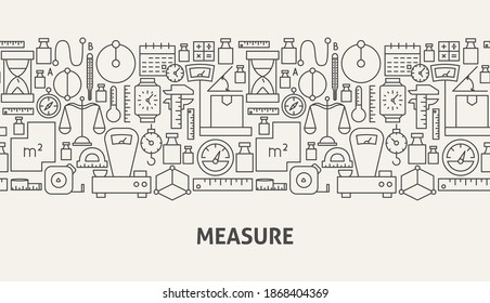 Measure Banner Concept. Vector Illustration of Outline Design.