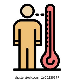 Ícone Medir a temperatura corporal. Contorno medida corpo temperatura vetor ícone cor plano isolado