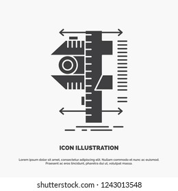 measure, caliper, calipers, physics, measurement Icon. glyph vector gray symbol for UI and UX, website or mobile application