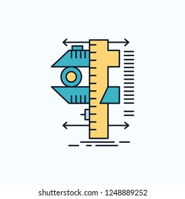 measure, caliper, calipers, physics, measurement Flat Icon. green and Yellow sign and symbols for website and Mobile appliation. vector illustration