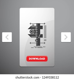 measure, caliper, calipers, physics, measurement Glyph Icon in Carousal Pagination Slider Design & Red Download Button