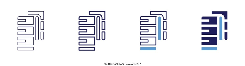 Ícone Medir a circunferência em 4 estilos diferentes. Linha Fina, Linha, Linha Negrito, Duotônico. Estilo duotônico. Traçado editável.
