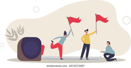 Measure employee performance, evaluation or assessment, staff improvement or success level, appraisal, goal and achievement concept.flat vector illustration.