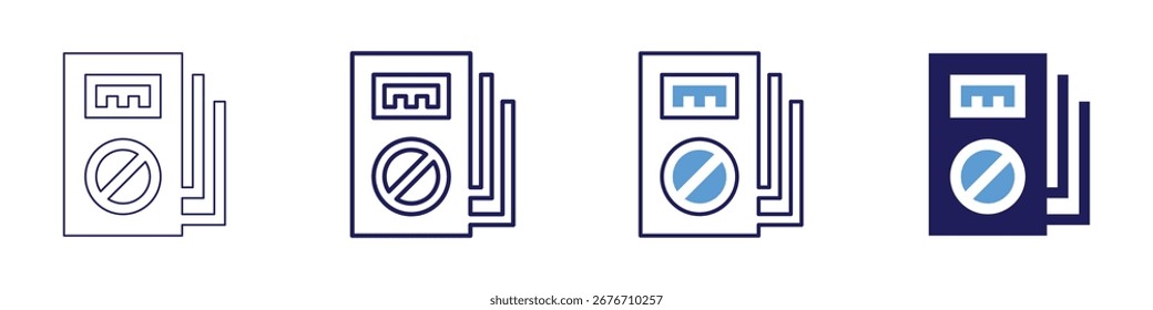 Icono de frecuencia de medida en 4 estilos diferentes. Línea delgada, línea, línea en negrita, duotono. Estilo duotono. Trazo editable.