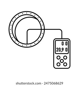 Measure gas on the tank of the confined space work safety illustration. Outlined vector icon and symbol for industrial graphic source.