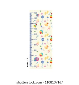 Measure growth, meter, children's elements, growth. Vector illustration.