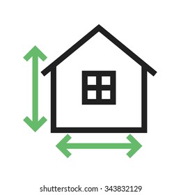 Measure, home, construction icon vector image.Can also be used for housing. Suitable for mobile apps, web apps and print media.