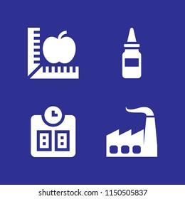 measure icon. 4 measure set with diet, infrastructure, weight and dropper vector icons for web and mobile app