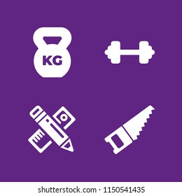 measure icon. 4 measure set with ruler, work tools and weight vector icons for web and mobile app