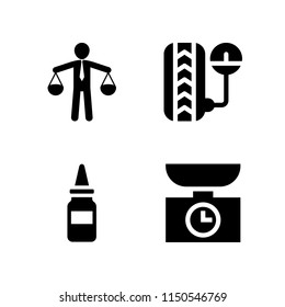 measure icon. 4 measure set with scale, weight, dropper and construction and tools vector icons for web and mobile app