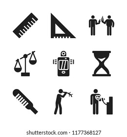 measure icon. 9 measure vector icons set. light meter, blood pressure gauge and ruler icons for web and design about measure theme
