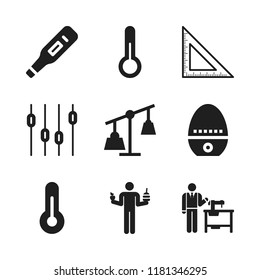 measure icon. 9 measure vector icons set. tailor, thermometer and levels icons for web and design about measure theme